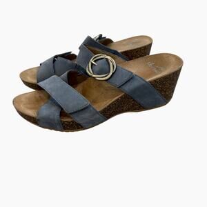 Dansko Susie Nubuck Leather Sandals Women's 38/ US 7.5-8 Wedge Slide Blue